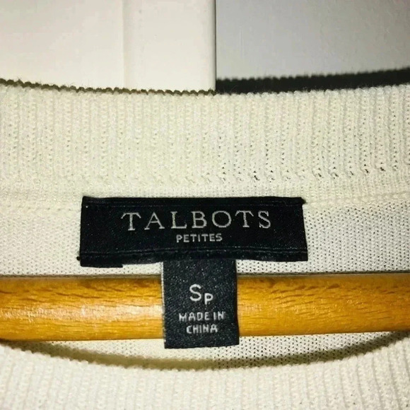 Talbots Women’s Small Petite Striped Lightweight Viscose Cotton Crewneck Sweater - Picture 4 of 5